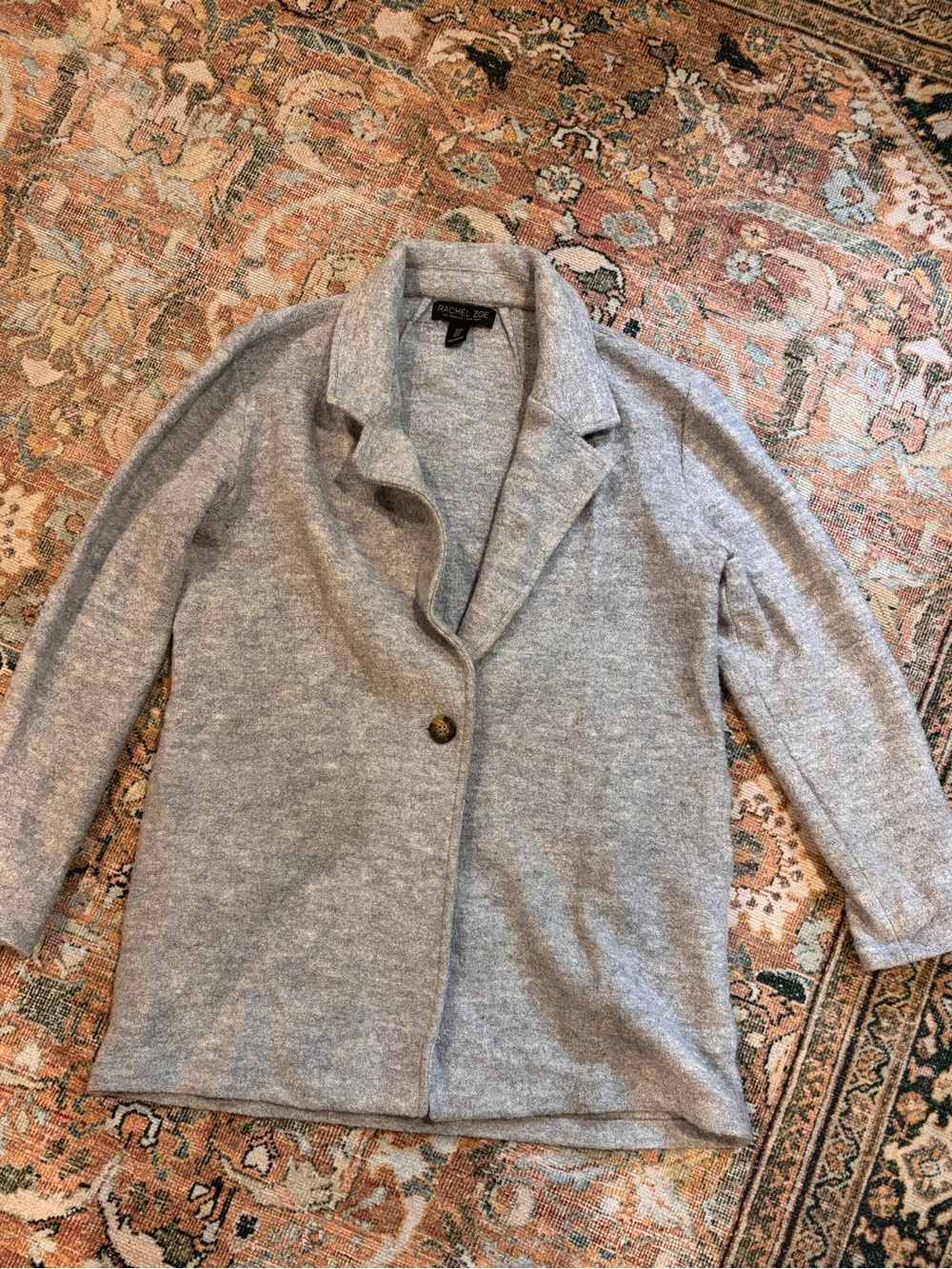 Rachel Zoe Light Gray Single-Button Wool Blend Blazer- M